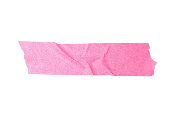 Crumpled pink matte adhesive tape with torn edges