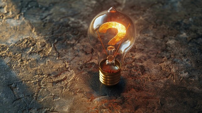 A light bulb casting a shadow of a question mark, illustrating inquiry and curiosity