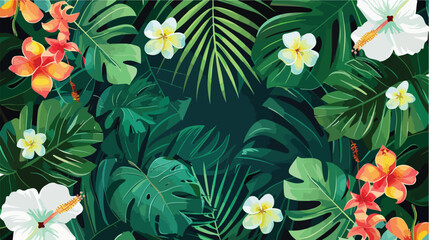 Exotic tropical background with hawaiian plants and - obrazy, fototapety, plakaty
