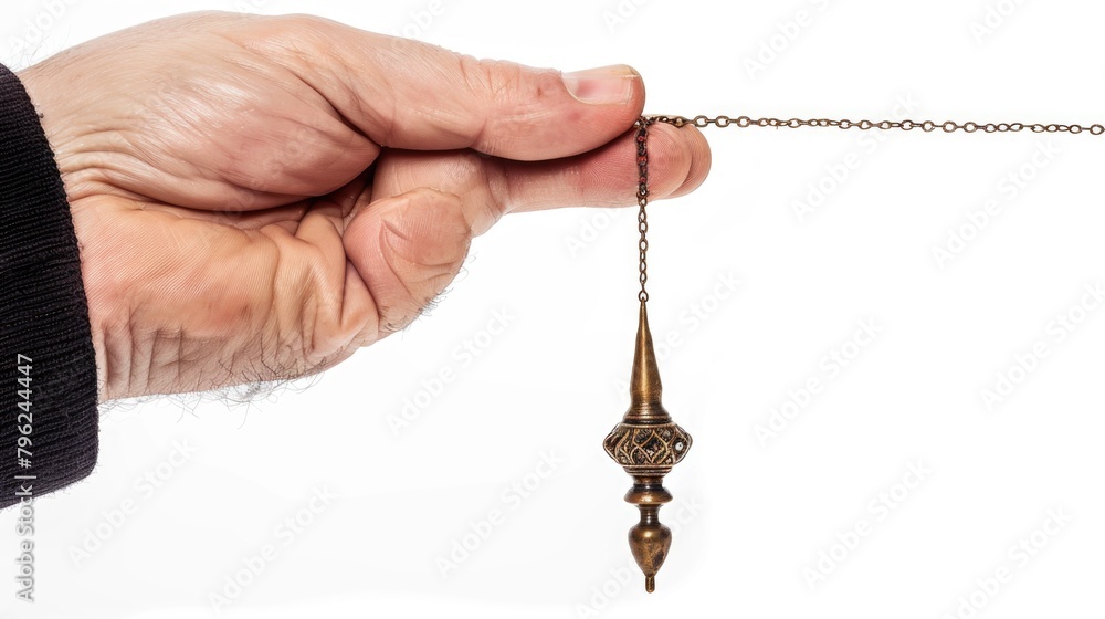 Poster person holding a chain with a small object hanging from it. suitable for various concepts and design