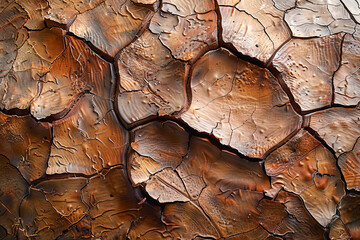 Close-up view emphasizing the distinctive textures and colors of coconut shells