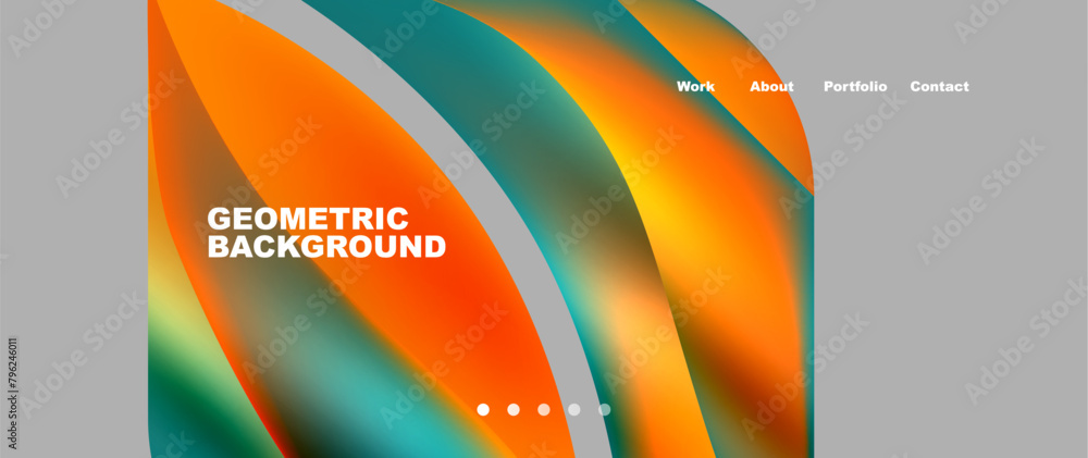 Poster a geometric background with orange and green lines on a gray background high quality