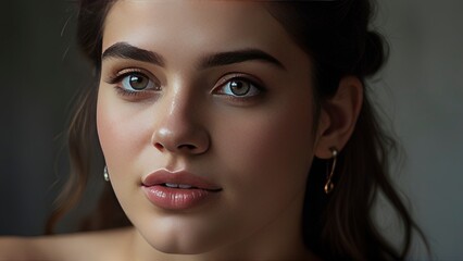 Fototapeta premium Captivating Beauty: Ultra-Realistic Portrait of a 22-Year-Old Woman