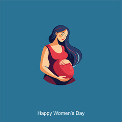 Mother's Day template in paper cut design. Young mother is cuddled by daughter. Concept of diverse family.