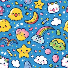 Chibi style graphic patterns