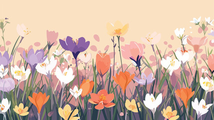Floral card design delicate spring flowers. Summer 
