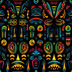 A seamless pattern African tribal motifs