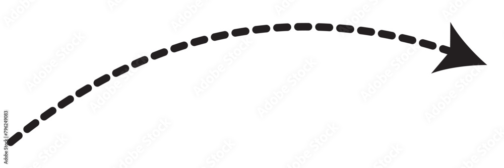 Poster dashed arrow set. vector doodle dot line. thin pointer arrows