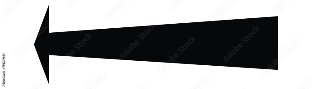 Poster long arrow. straight long arrow, left thin line, black cursor, horizontal element, thick pointer vec