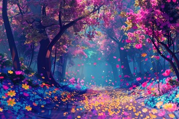 Vibrant forest scene, perfect for nature backgrounds