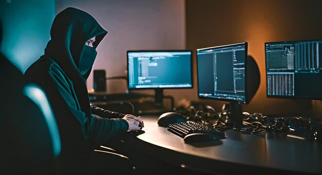 Hacker hacking with a laptop.