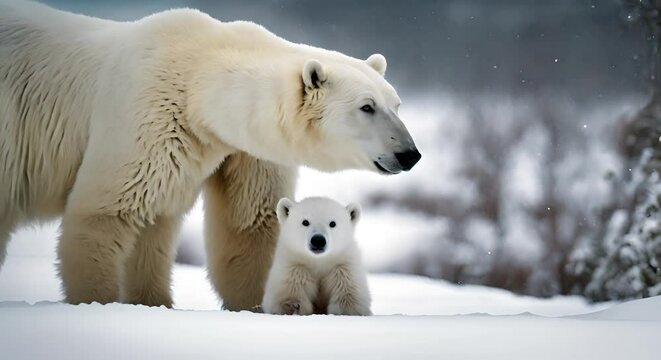 Polar bear family in Antarctica.