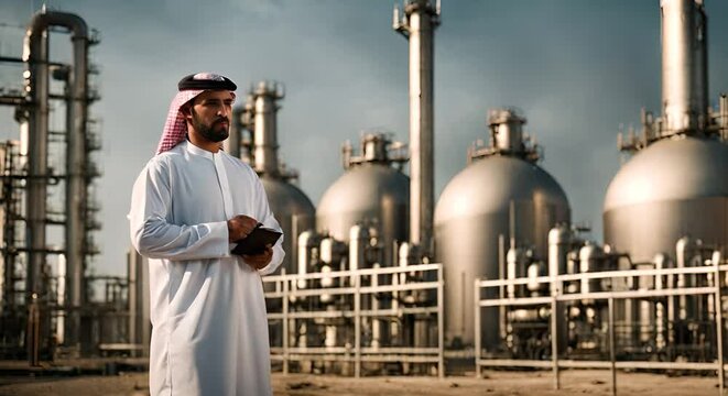 Arab man in an oil refinery.