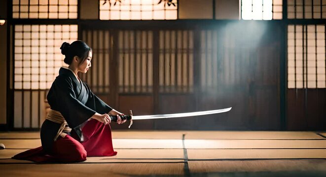 Japanese woman with katana.