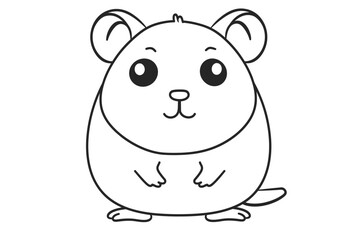 basic cartoon clip art of a Hamster, bold lines, no gray scale, simple coloring page for toddlers