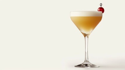 Elegant modern cocktail in stylish glass on white background, radiating sophistication and charm