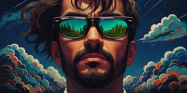 man with sunglasses looking cool listening
