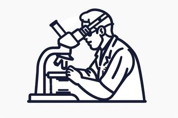 Fototapeta na wymiar A man in a lab coat examining through a microscope. Suitable for scientific and educational purposes
