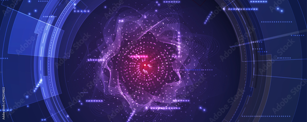 Aufkleber Abstract Technology Digital Circles of Particles. Futuristic Background. Big Data Visualization. Cyber Concept.