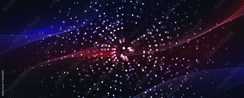 Aufkleber Abstract Technology Digital Circles of Particles. Futuristic Background. Big Data Visualization. Cyber Concept.