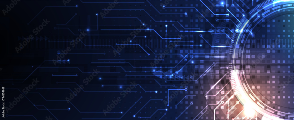 Poster Abstract Technology Digital Circles of Particles. Futuristic Background. Big Data Visualization. Cyber Concept.
