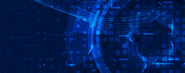 Abstract Technology Digital Circles of Particles. Futuristic Background. Big Data Visualization. Cyber Concept.