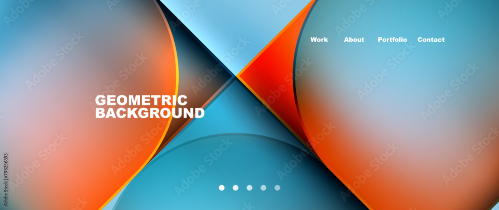 Poster a vibrant geometric background featuring orange and electric blue circles on a white backdrop, with 