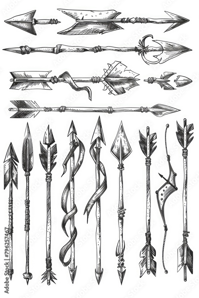 Poster a diverse collection of different types of arrows. suitable for various design projects