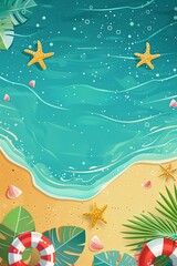 Fototapeta na wymiar Summer Sale on sand beach poster holiday design collections background, vector illustration.