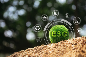 ESG on environment, society and governance, sustainable organizational development Environmental...