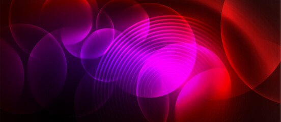 An artistic display of colorfulness on a dark background with glowing circles and lines in shades of purple, violet, pink, and magenta, resembling gas clouds in space
