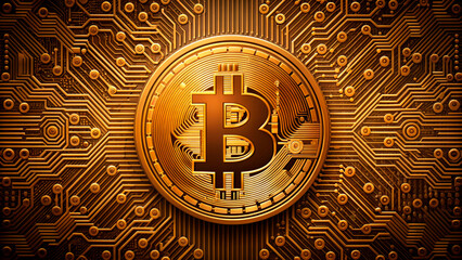 Fototapeta na wymiar pile of golden coins. bitcoin cryptocurrency
