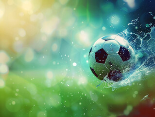 Dynamic presentation of a football match. AI generative.