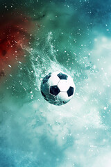 Fototapeta premium Dynamic presentation of a football match. AI generative.