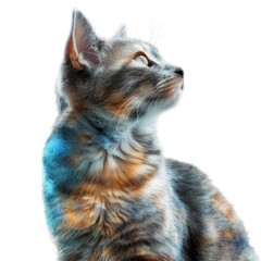 Obraz premium portrait single cat, rabbit on white background