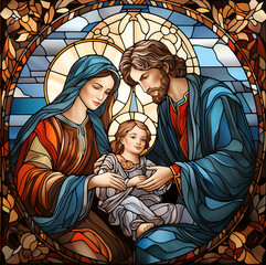Naklejka premium traditional Catholic art representation of the Holy Family.AI generativ.