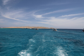 red sea, seascape, skyscape and yachts