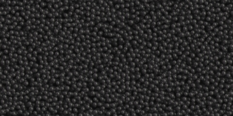 Black balls or bubbles abstract background as seamless pattern. Styrofoam or dark plastic balls. Vector illustration of polymer material texture