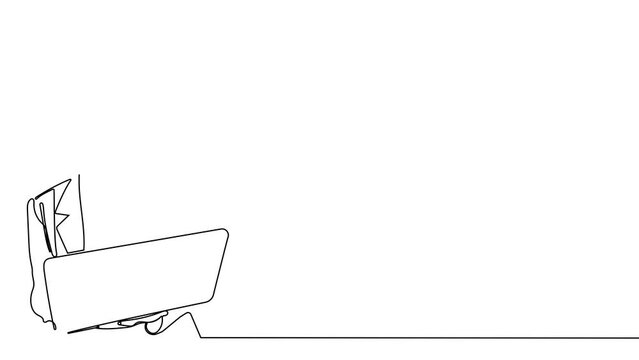 A white line is creating a rectangle on a white canvas, displaying symmetry and a geometric pattern. The shape resembles a logo with sharp angles and parallel lines