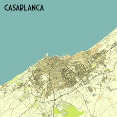 Fototapeta premium Casablanca, Morocco map poster art