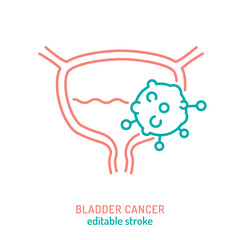 Urothelial carcinoma outline icon. Urinary bladder cancer sign.
