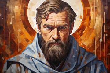 Naklejka premium A Painting of a Man With a Beard