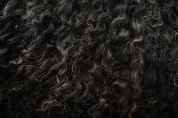 Detailed close-up of black sheep's wool, suitable for textile or animal themes