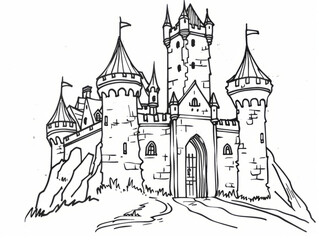 Castle Coloring Pages for Kids, Preschoolers, Simple Coloring Book, Educational, Printable