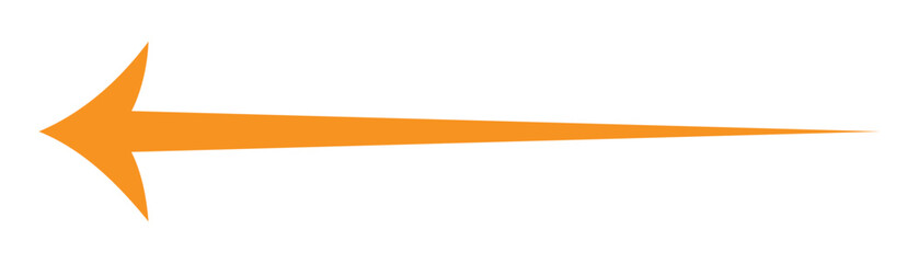 Orange long arrow to the left . vector, isolated. Orange arrow isolated on white background. Orange arrow icon. EPS 10.