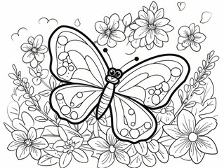 Butterfly Coloring Pages for Kids, Preschoolers, Simple Coloring Book, Educational, Printable, Animal