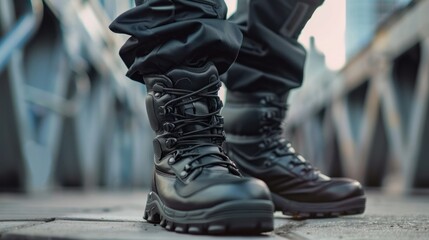 The boots showcase the durability, traction and support they provide. They are essential for navigating challenging environments.