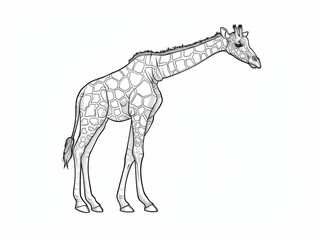 Giraffe Coloring Pages for Kids, Preschoolers, Simple Coloring Book, Educational, Printable, Animal