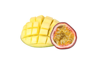 Concept of delicious and juicy exotic fruits, isolated on white background