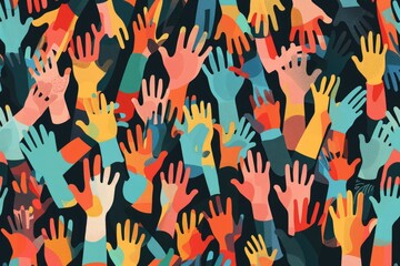 Colorful hands reaching for each other, suitable for teamwork concepts